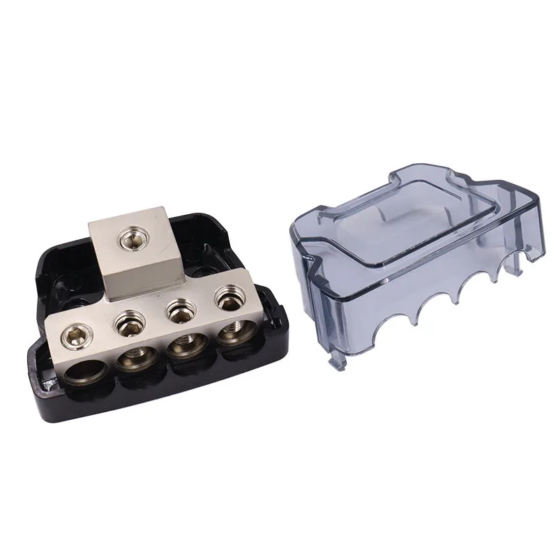 

Car Audio Power Fuse Holder Distribution Block Ground Junction Box 1/0 Gauge In To 4 Gauge Out Electric Wire Connector