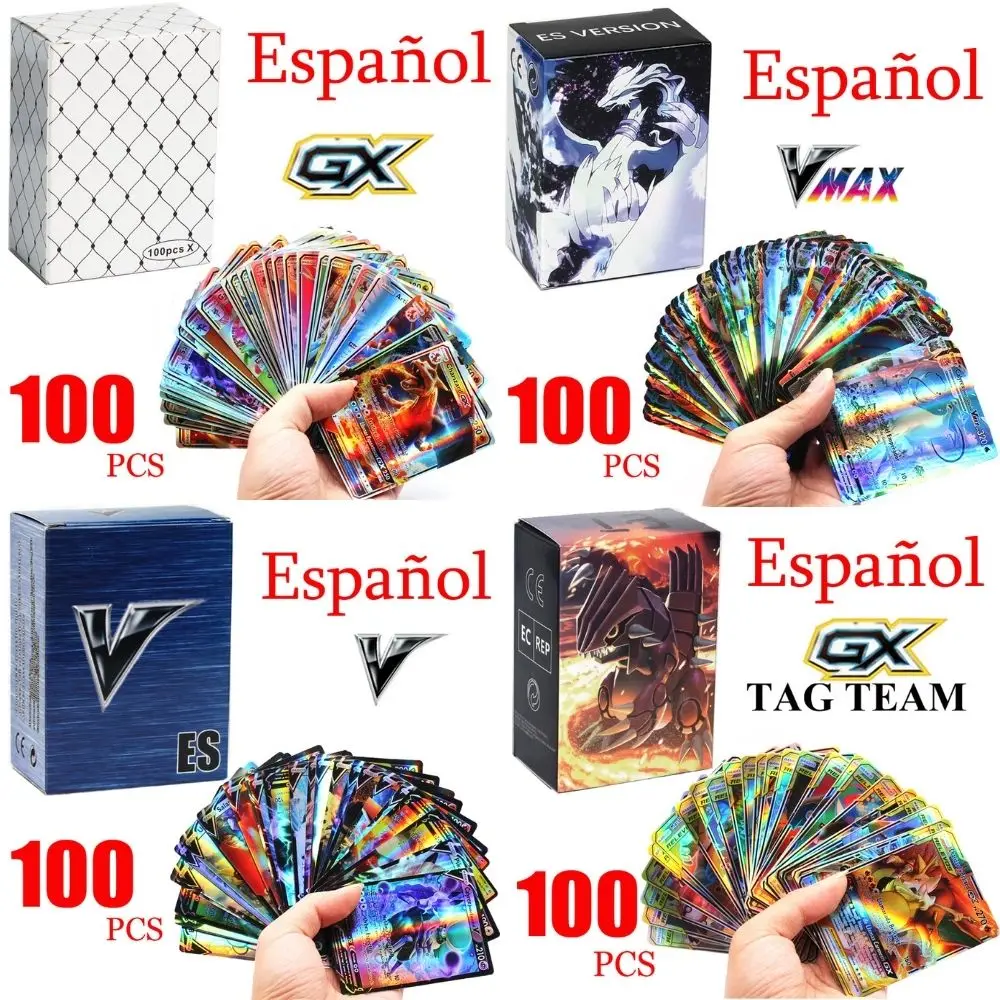 

50-100Pcs Spanish Pokemon Card Vmax V max GX EX Tag Team Battle Card Game