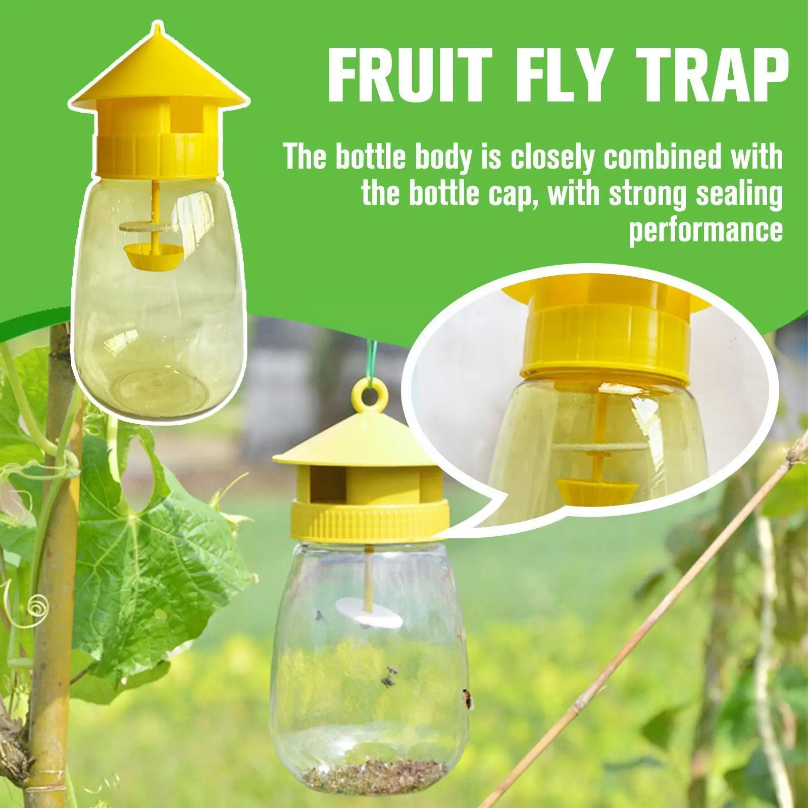 

Fruit Fly Trap Killer Plastic Yellow Drosophila Trap Fly Catcher Pest Insect Control For Home Farm Orchard 20x9.5cm U9J0