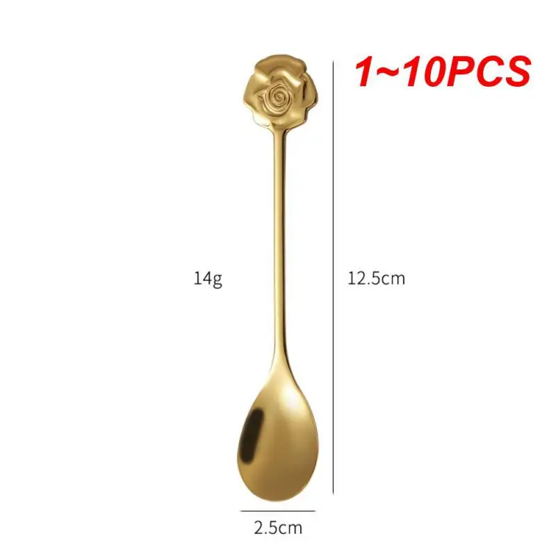 

1~10PCS Stainless Steel Coffee Spoon Bird's Nest Honey Stirring Spoon Rose Heart Spoon Gold Heart Shaped Kitchen Tableware