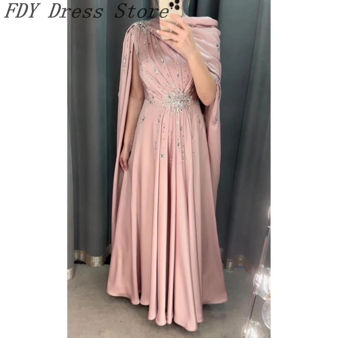 

Vintage Crystals Beadings Evening Dresses Sleeveless O-Neck Pleated Formal Occasion Prom Dresses Floor Length Party Gowns