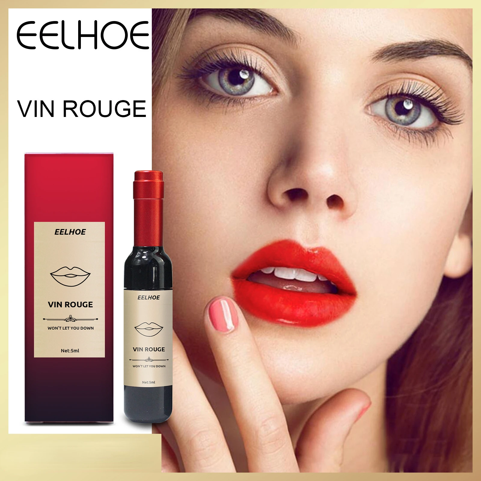 

EELHOE 5ml Hot Selling Red Wine Bottle Lip Glaze Lip Tint Lip Gloss Moisturizing Without Fading Red Wine Bottle Lipstick Makeup
