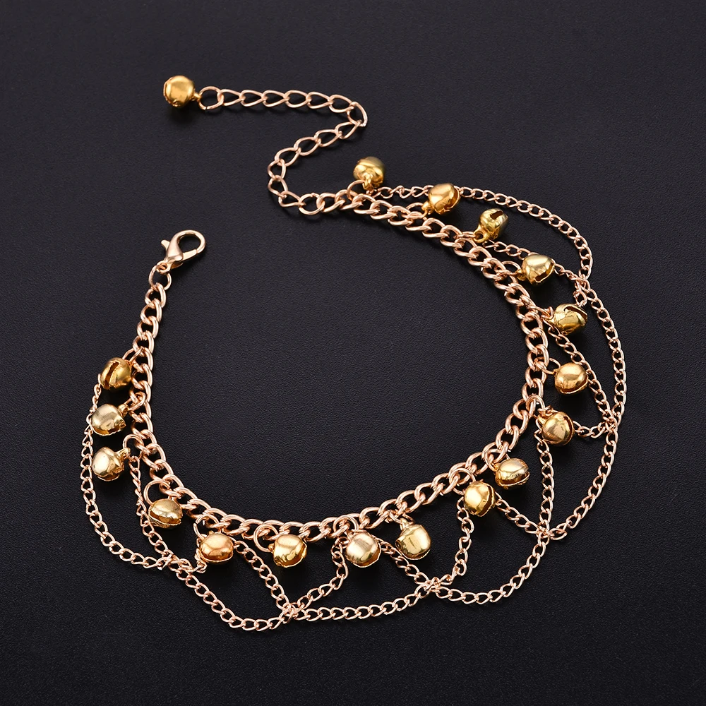 

2022 Summer Ankle Bracelet Gril Tassel Chain Bells Sound Gold Metal Bohemia Chain Anklet Beach Vintage Foot Chain Beach Jewelry