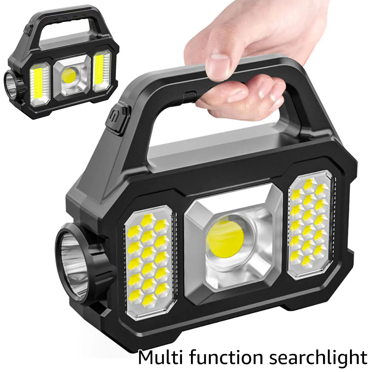 

Solar Searchlight Portable LED Spotlight Solar/USB Rechargeable Powerful Flashlight Dual Light Source Searchlight Waterproof 6