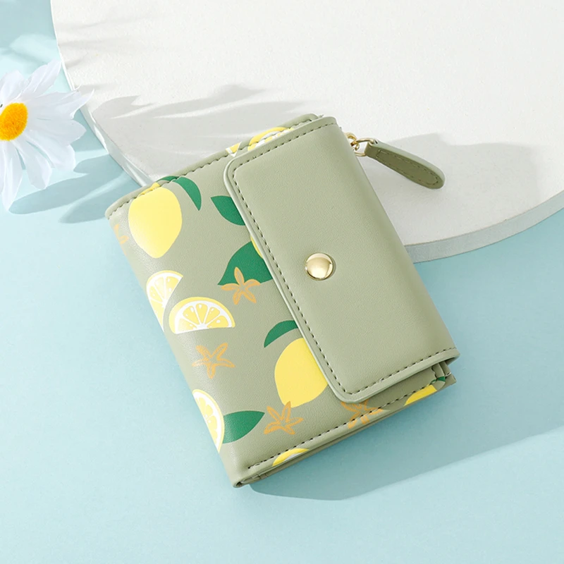 

Card Holder Purse Fruit Pattern Wallets For Women PU Leather Female Zipper Coins Pocket Wallets Ladies Fashion Purse New Design
