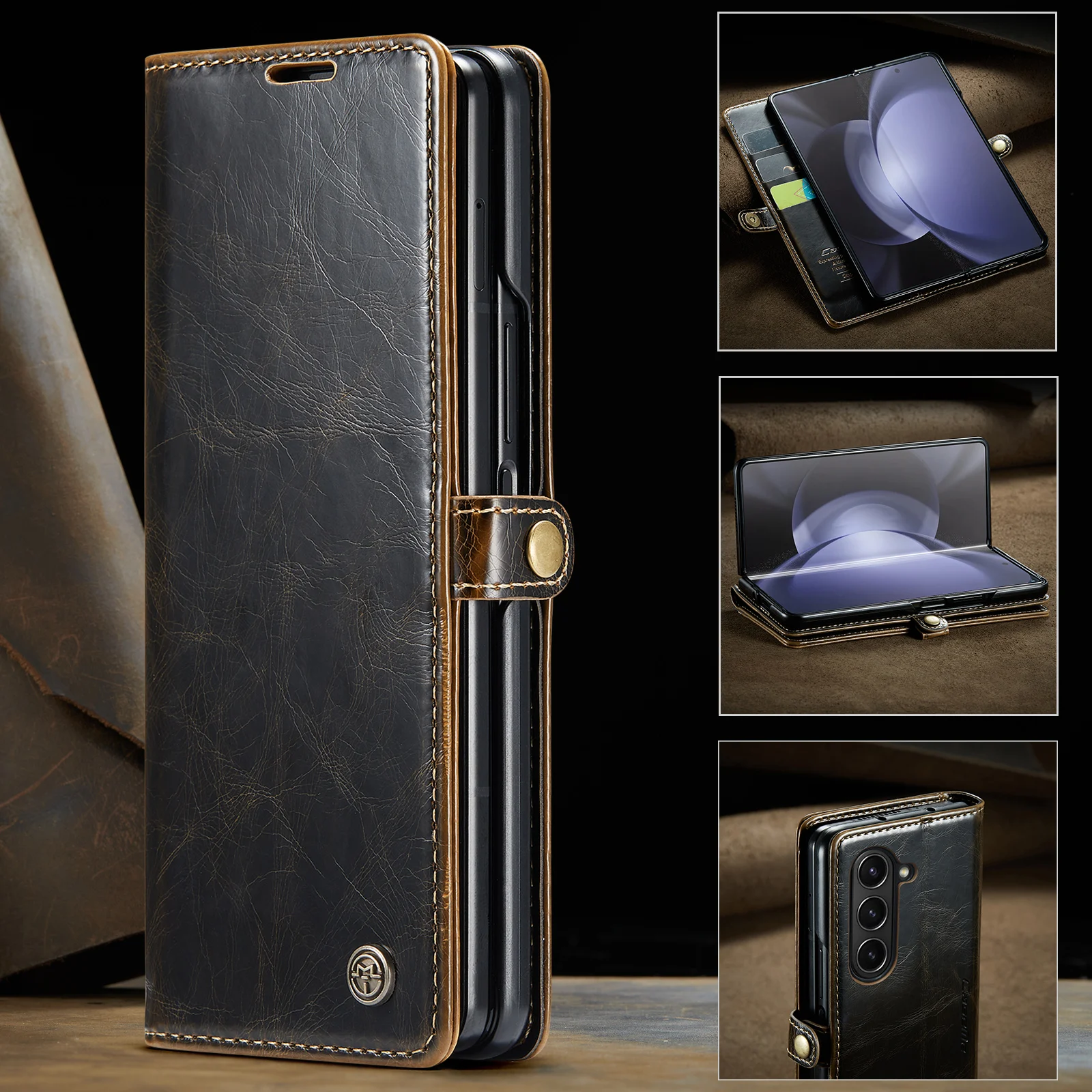 

Matte Leather Business Wallet Case for Samsung Galaxy Z Fold 5 Fold4 Fold3 Fold5 Fold 4 3 Card Pocket Cell Phone Funda Cases