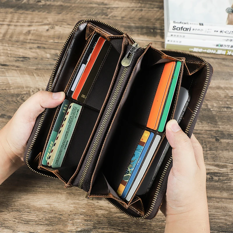 CONTACT'S кошельки-клатчи из натуральной кожи для мужчин держатели карт карман