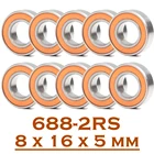 688-2RS подшипник ABEC-7 ( 10 шт.) 8*16*5 мм миниатюрный 688RS шарикоподшипники 6188RS Z3V3 оранжевый герметичный подшипник 688 2RS
