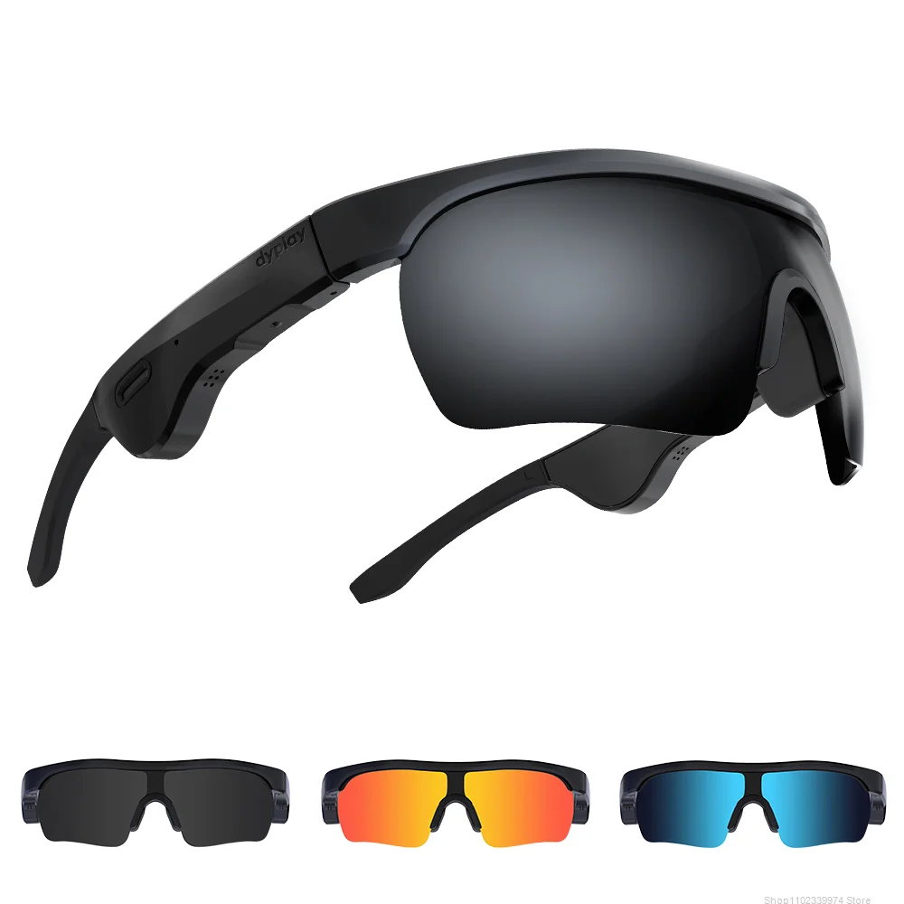 Cycling Sunglasses with Headphones Bluetooth 5.1 Glasses for Outdoor Sports Bicycle Eyewear with Dual Mic Listen Music and Calls