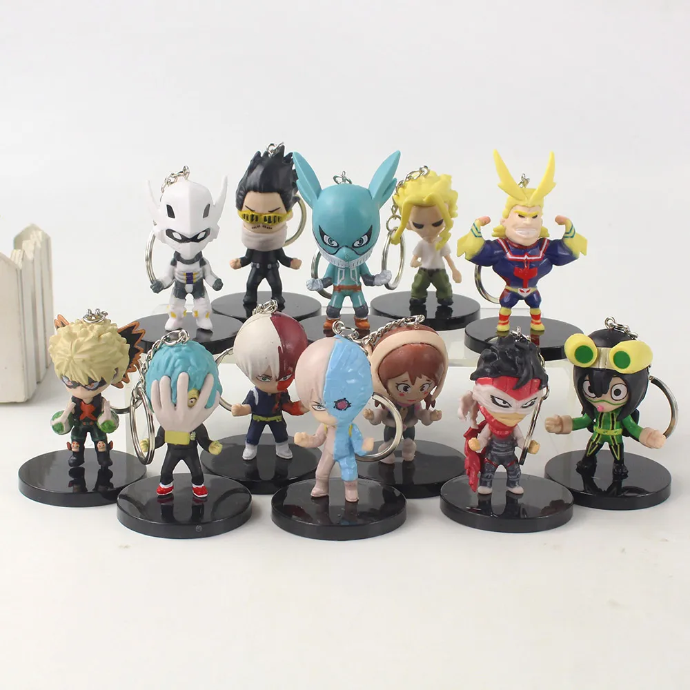 

12pcs/set 6.5-8cm My Hero Academia Keychains Izuku Midoriya Asui Tsuyu Kirishima Eijiro Todoroki Kaminari Denki PVC Figure Toys