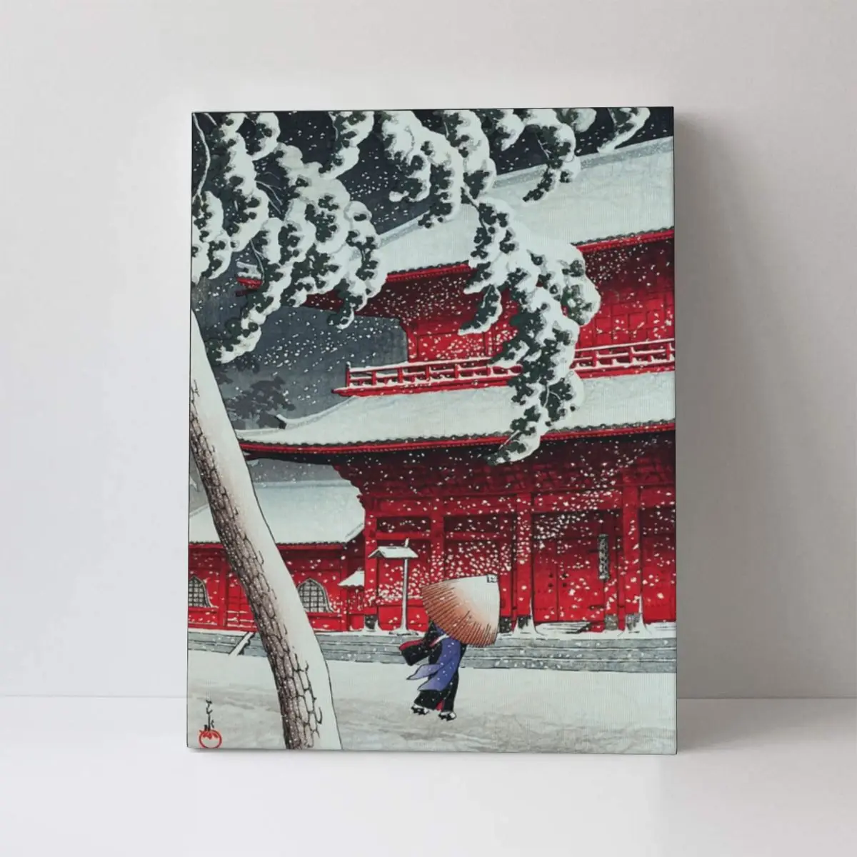 Безрамная картина Zojoji Temple Shiba 1925 Hasui Kawase на холсте