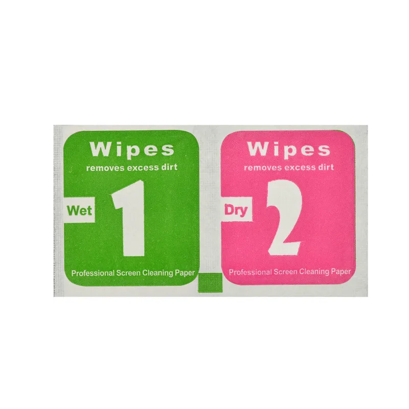 ZUCZUG NEW 5PCS Tempered Glass Phone LCD Screen Protector Dust Removal Dry Wet Cleaning Wipes Paper Tools Set Alcohol Package