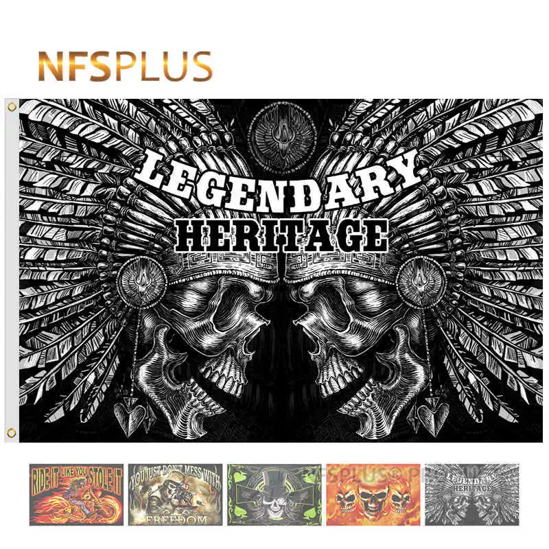 

Флаг "Хэллоуин" Рисунок пиратского черепа 90x150 см полиэстер для дома вечерние декоративные латунные кольца подвесные флаги и баннеры на зака...