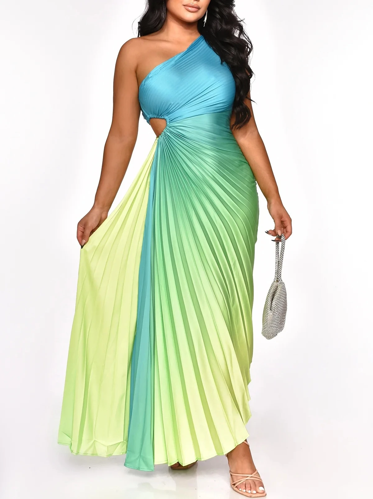 

Женское летнее платье макси на одно плечо, с принтом