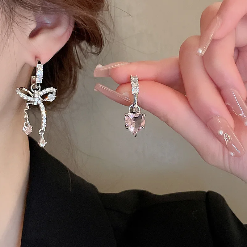 

Асимметричные Серьги KAITIN в романтическом стиле, необычные кольца с бантом для женщин, модные универсальные украшения