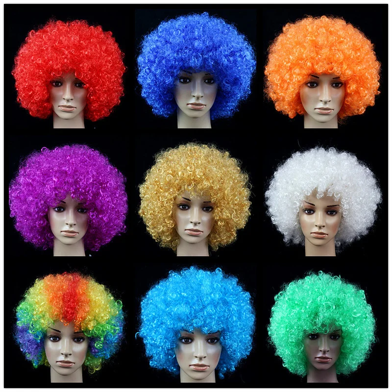 Funny Fluffy Wavy Curly Clown Wig Explosive Head Wig for Disco Birthday Party Christmas Halloween Dress Performance Decor Prop