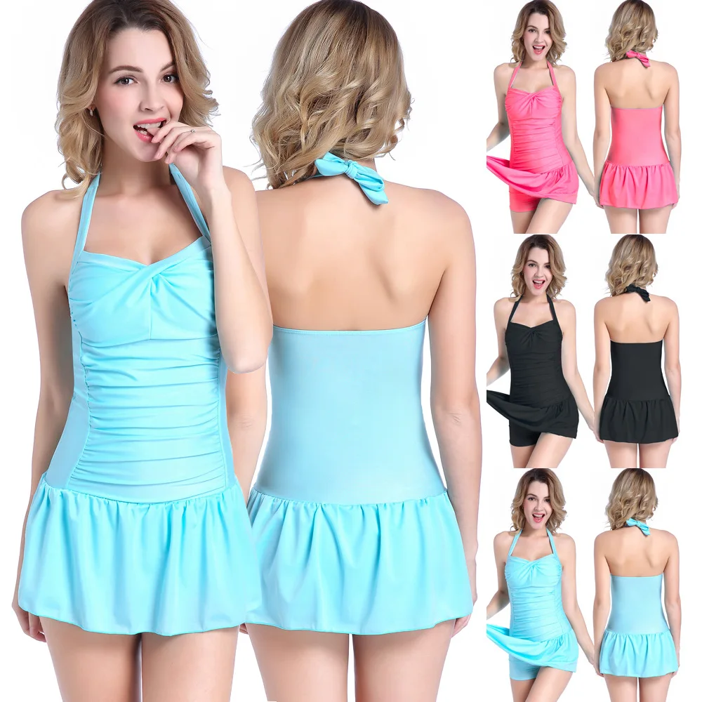 

Skirt-style One-piece Conservative Swimsuit Women's Small Breasts Gather To Show Thin Belly Clothes Swimsuit Women