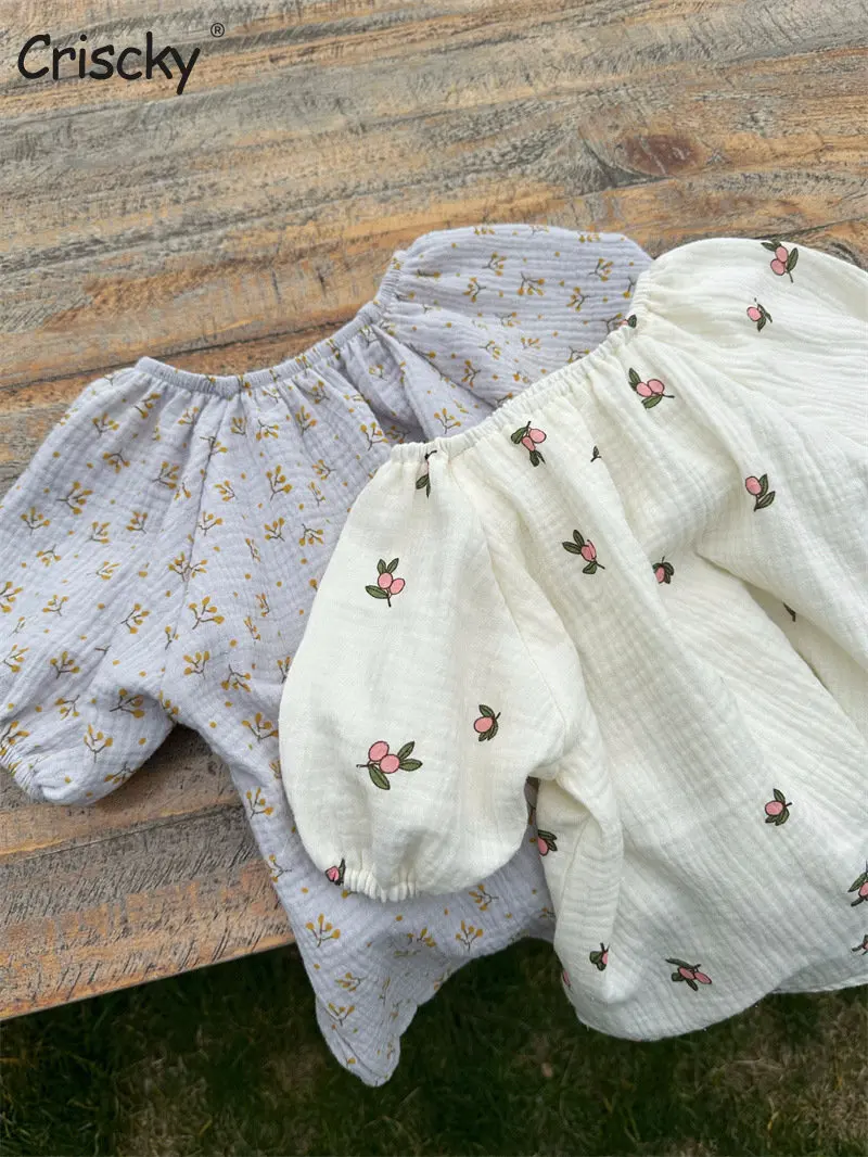 

Детская блузка с длинным рукавом, с цветочным принтом