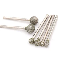 15pcs spherical diamond grinding bits coarse sand 4 10mm diam shank 2 353mm 60 grit gemstone jewelry carving tools for stone