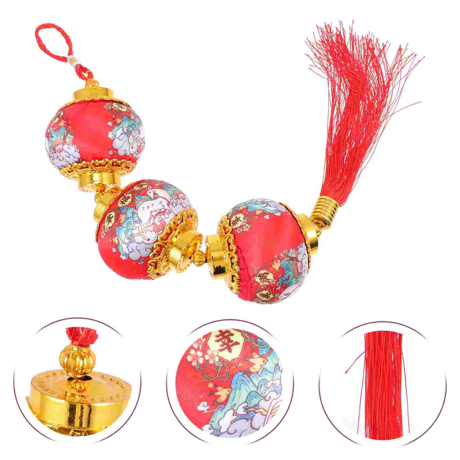 

Lantern Chinese Hanging Pendants Decor Mini New Year Blessing Ornament Rear View Mirror Accessories Style