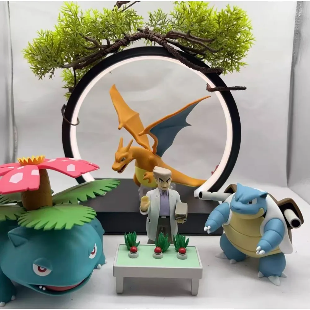 Фото Коллекционные фигурки Bandai Candy Pokemon Scale World: регион Канто, профессор Оук, Чаризард, Бластойз, Венузавр. Аниме-модели, игрушки, подарки. №1