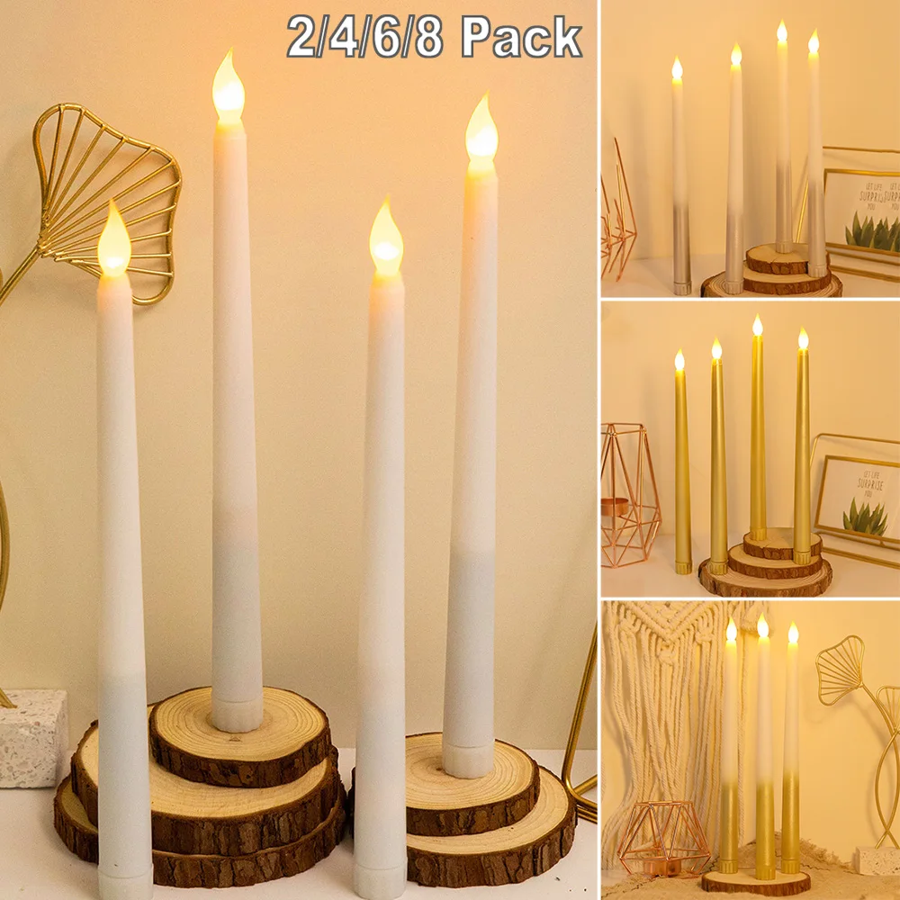

2Pack Flameless LED Taper Candles Lights Battery Operated Flickering Dinner Party Home Decoration Electric Candles Window Lights