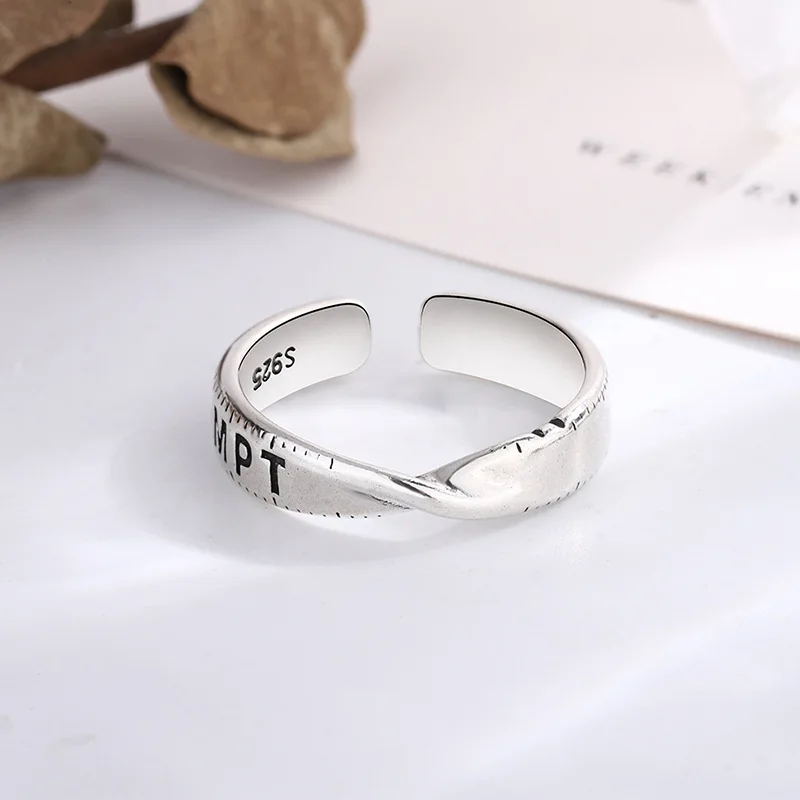 

Coconal Creative Women Men Punk Irregular Twist Scale Mark Open Adjustable Ring Female Simple Unique Design Hip-hop Jewelry Gift