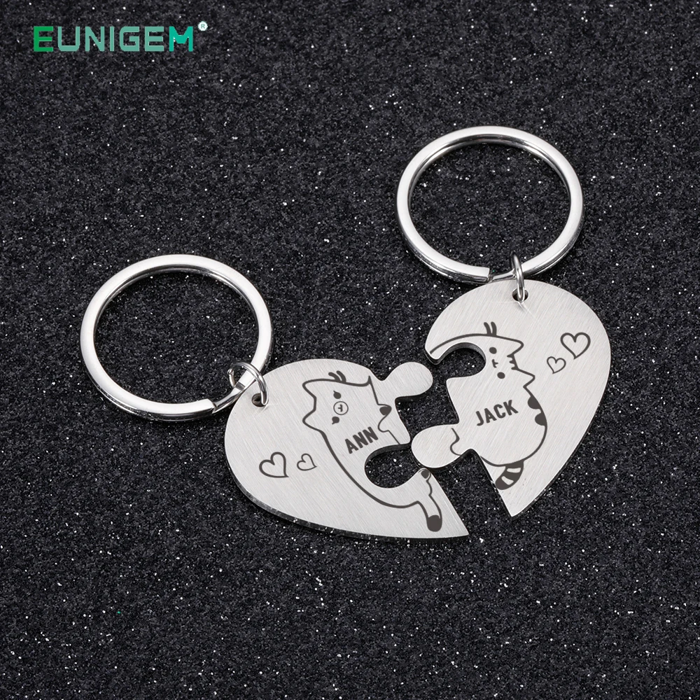 

Couple Love Keychain Personalized Names Engraved Keychains Customized Products Valentines Day Anniversary Gifts for Boyfriend