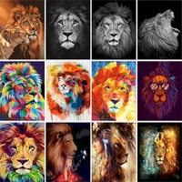gatyztory diy painting by numbers lion animals oil painting handpainted wall decor canvas drawing gift home decor