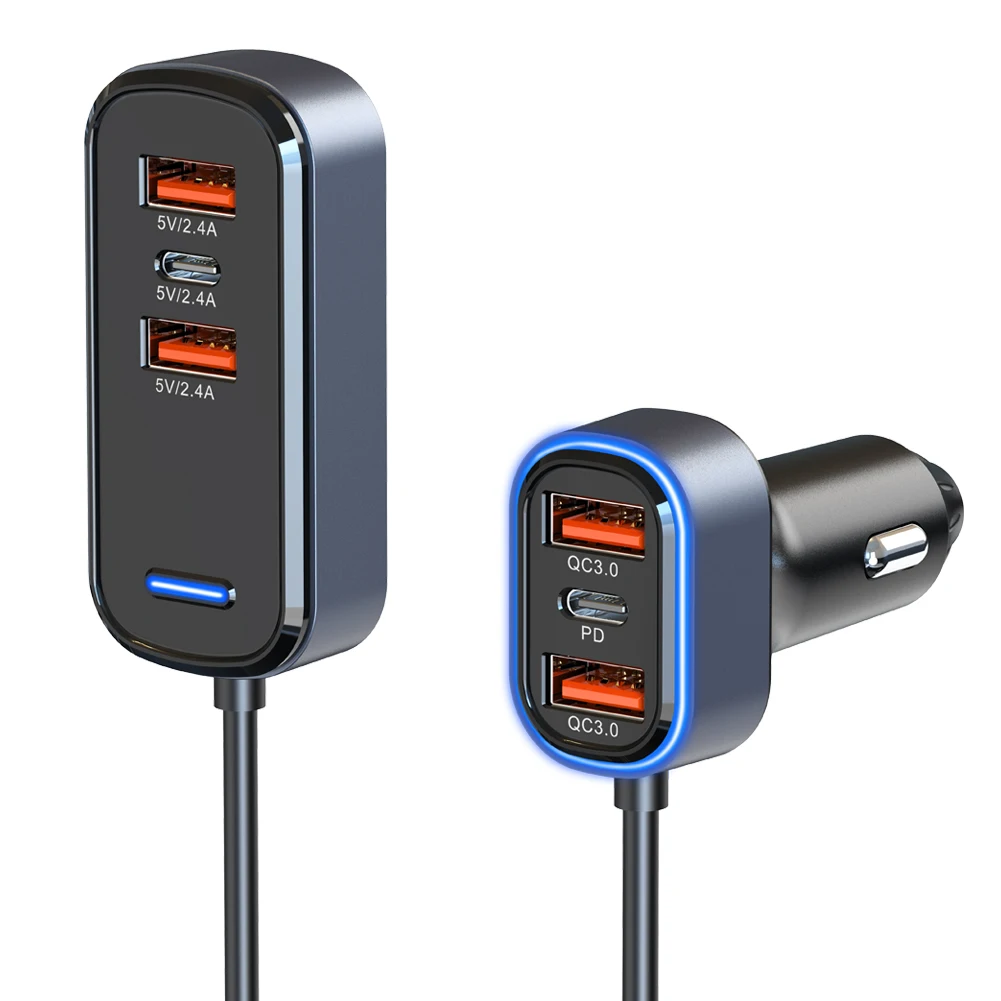 Автомобильное зарядное устройство с несколькими портами USB Type C быстрая зарядка PD
