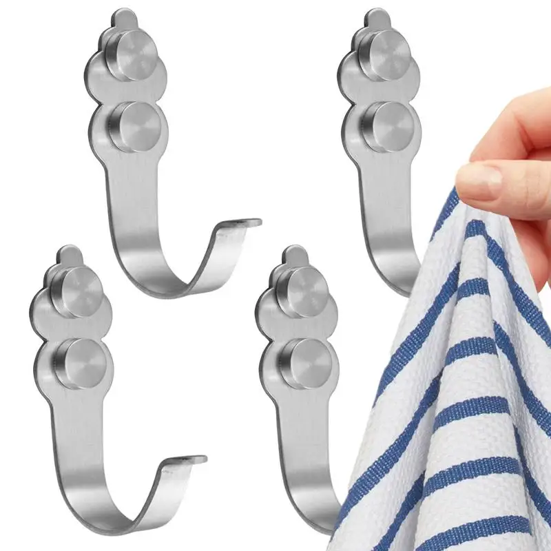 

Bathroom Towel Hooks 4 Pcs Stainless Steel Heavy Duty Hooks For Wall Stainless Steel Utility Hooks Hat Hangers For Wall Hooks