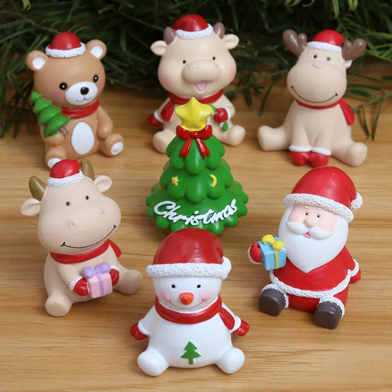 

Christmas Cake Decorations Santa Elk Snowman Xmas Tree Resin Cake Toppers Merry Christmas Ornaments For Home Happy New Year 2023