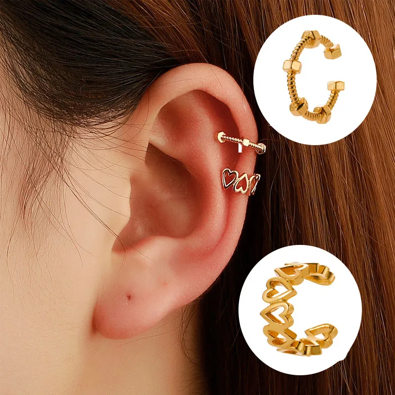 

Кафф для ушей без пирсинга, клипсы для ушей для женщин и девушек, C-образный клипса для ушей и костей, ювелирное украшение, подарок, популярны...