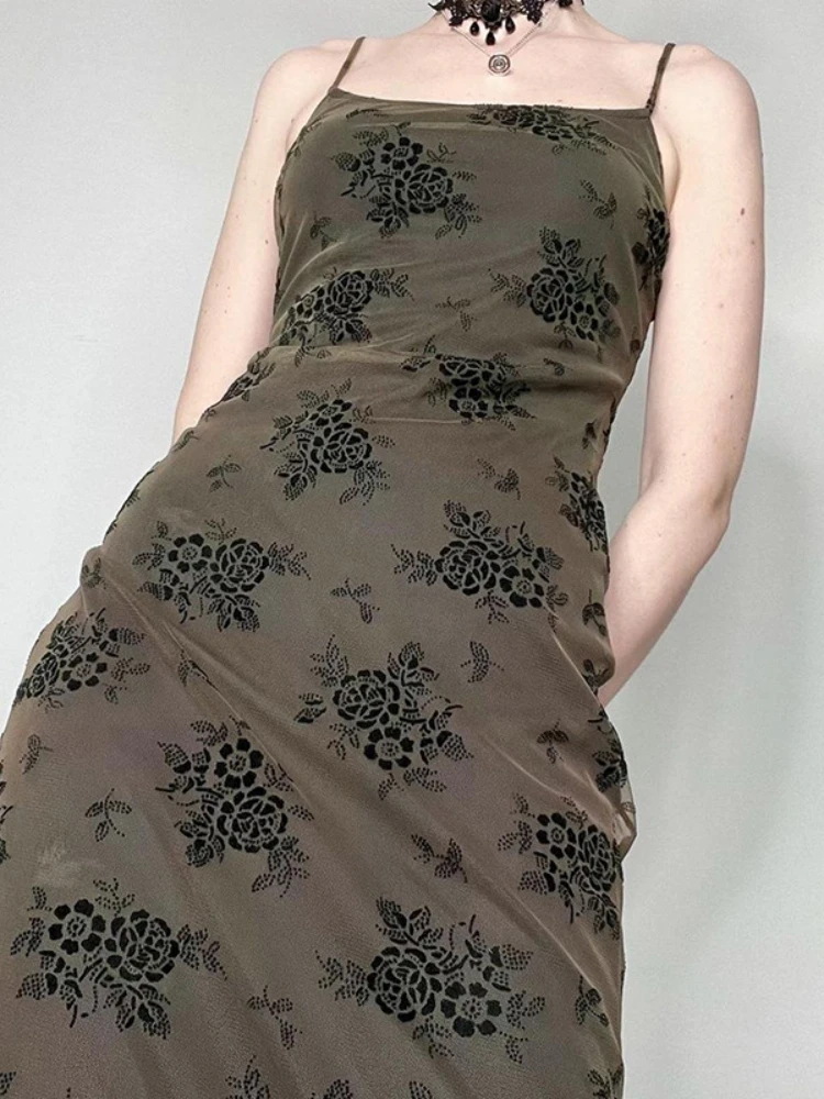 

Gaganight женское платье на бретельках с цветочным принтом, Новинка лета 2022, ретро, пикантное, средней длины, цельнокроеное приталенное платье
