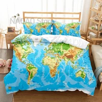 nautical world map bedding set with pillowcase watercolor duvet cover queen king size soft bedspreads quality quilt cover