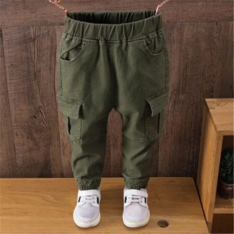 

New Boy Cargo Pants Kids Spring Autumn Clothes Solid Children Pants for boys Overalls pants trousers toddlers black green biege