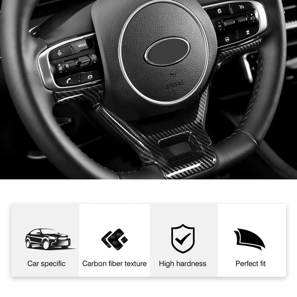 For Kia K5 Optima 2020 2021 2022 Car Carbon Fiber Steering Wheel Cover Trim Decor Frame Accessories | Interior Mouldings