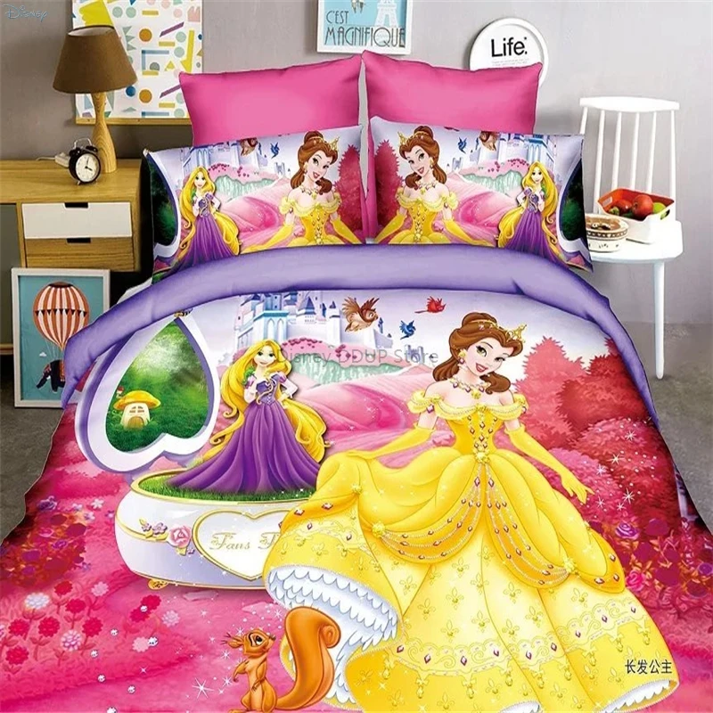 

Disney Belle Cinderella Aurora Rapunzel Princess Bedding Sets Kids Girls Duvet Cover Bed Sheet Pillowcase Single Twin Full Size