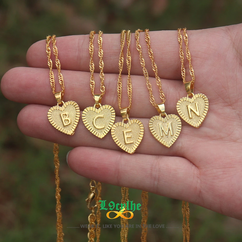 

26pcs Initial A-Z Letter Necklace Heart Charm Necklaces Gold Plated Ketting Collier Femme New Fashion Jewelry Alphabet Choker