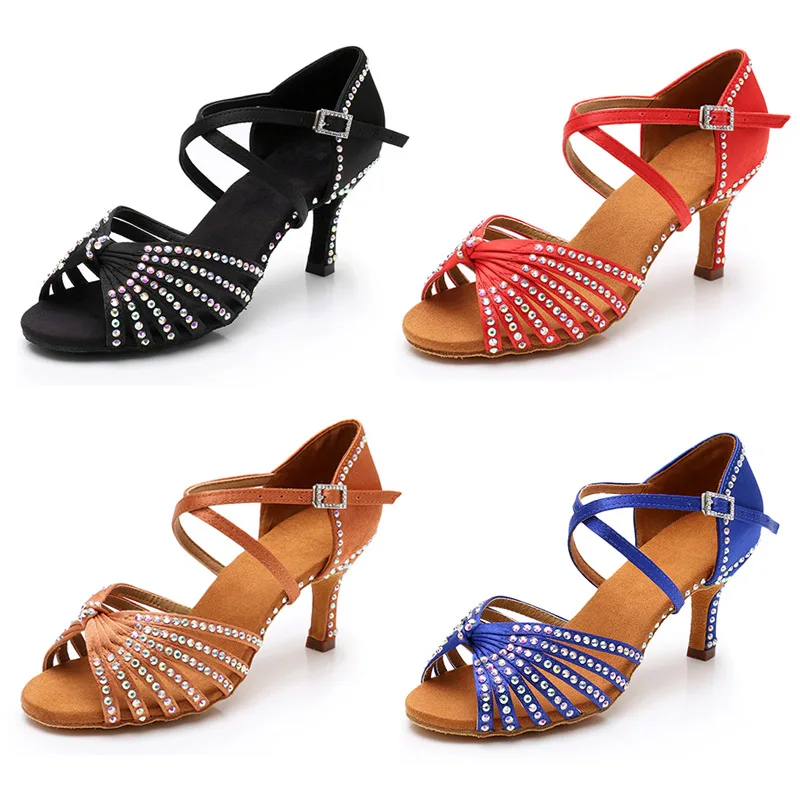 Latin Dance Shoes Women Girls Ballroom Dancing Shoes Soft Bottom High Heeled Tango Jazz Dance Shoes Salsa Sandal Drop Shipping