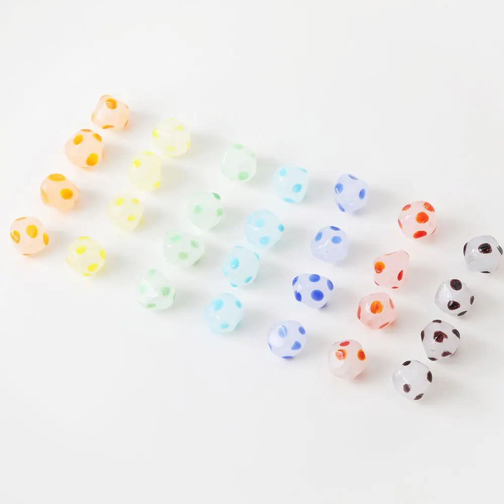 

8PCS Irregular Glass Speckle Beads for Jewelry Making Necklace Findings Components DIY Hand Made Bracelet Coloured Glaze 11mm