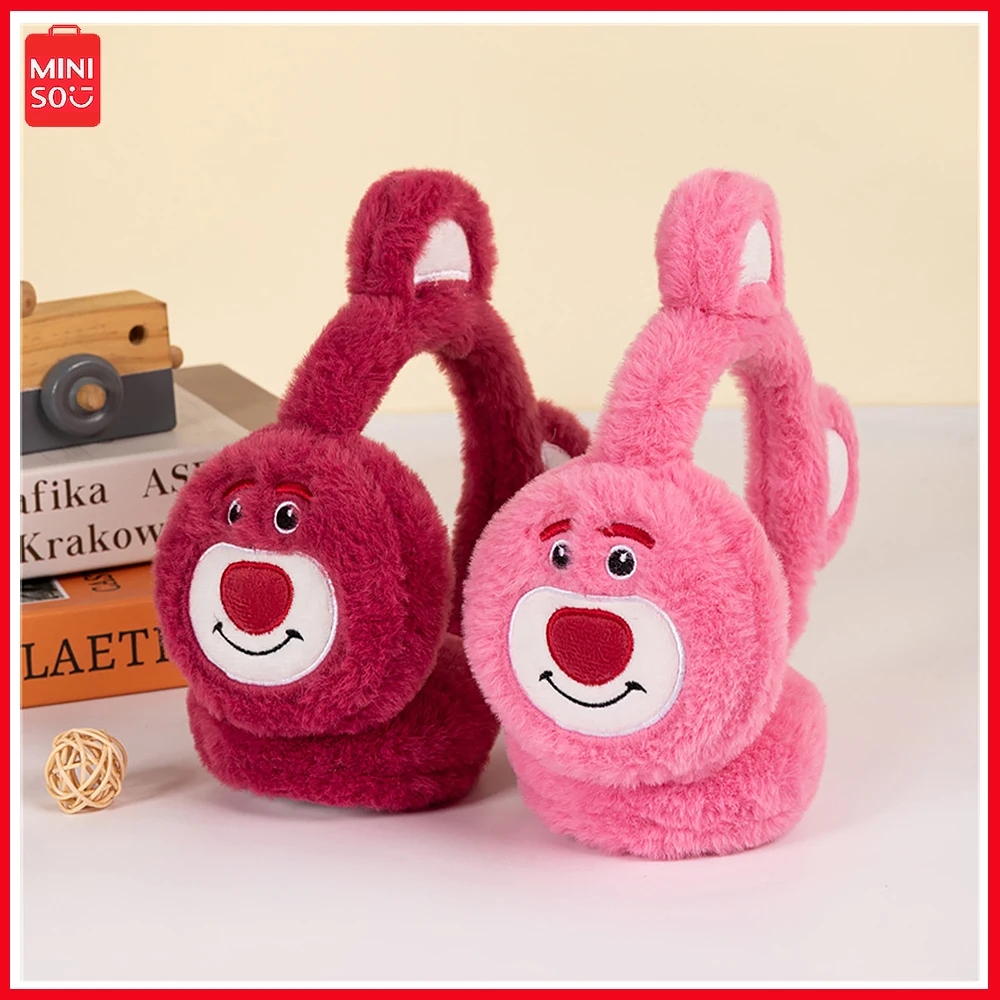 

New Miniso Lotso Cartoon Winter Warm Plush Earmuffs for Women Kawaii Plus Thick Earmuffs for Warm Earmuffs for Warm Birthday