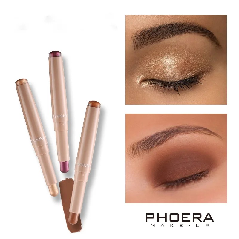 PHOERA 10 цветов стерео тени для век Стик флуоресцентная палка Мерцающая