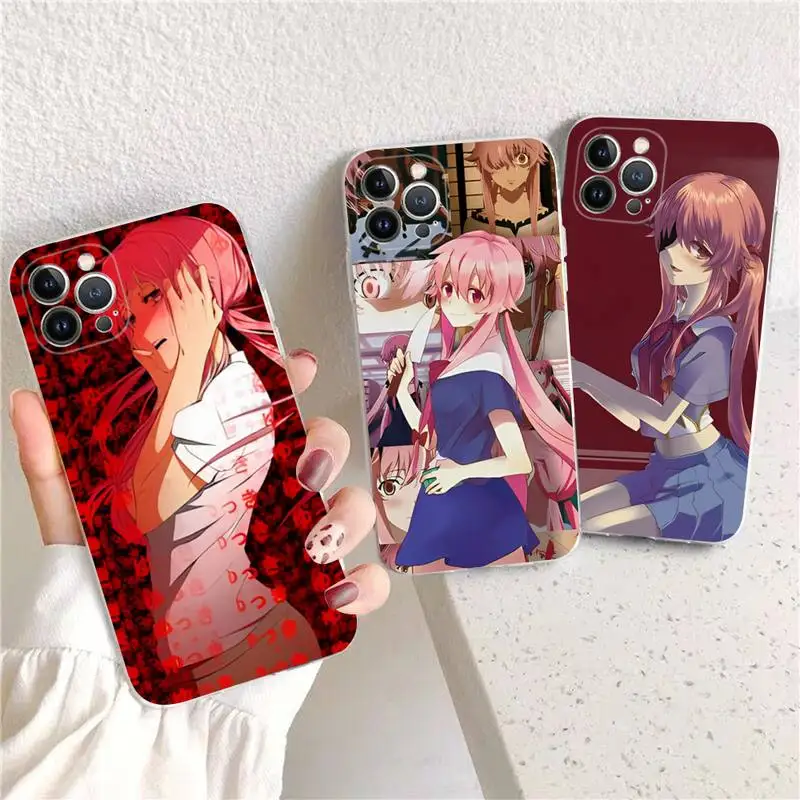

Cute Girl Yuno Gasai Phone Case For iPhone 14 13 12 11 Pro Max XS X XR SE 2020 6 7 8 Plus Mini Transparent Shell
