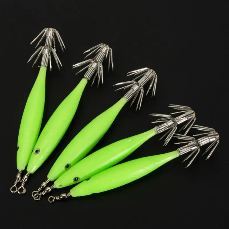 

High Carbon Steel Luya Bait With Anti-rust Fish Hook Streamlined Shape Strong Applicability Wood Shrimp Bait Luminous Squid Bait