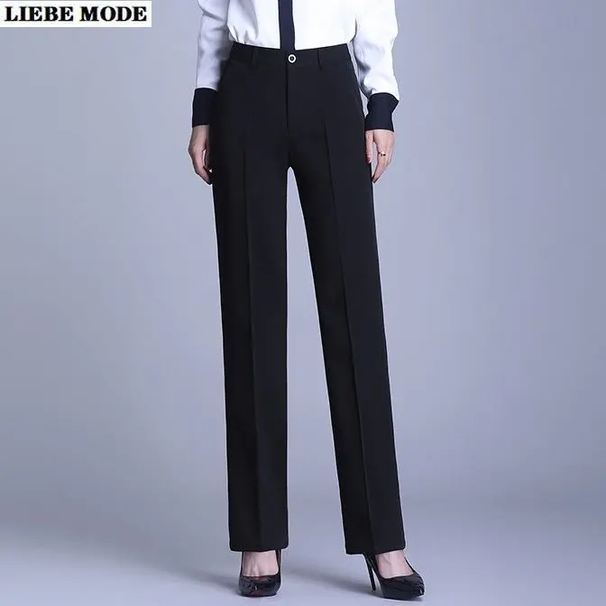 Office Lady Black Slim Pencil Suits Pants Spring Autumn Formal Work Wear All-match Women High Waist Casual Straight Trousers