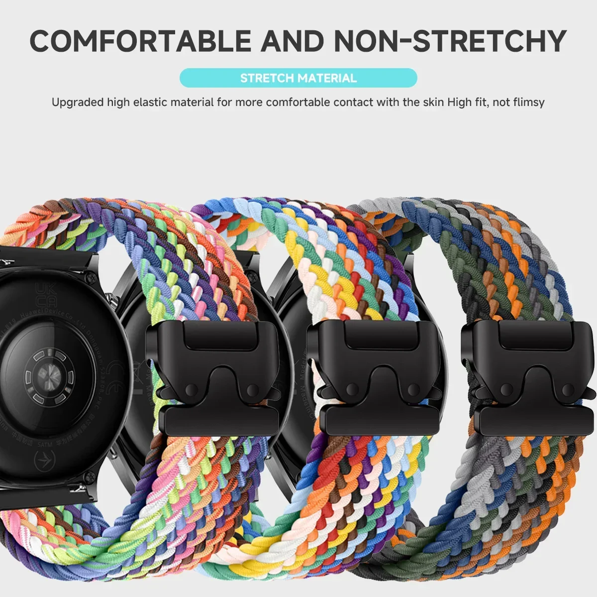 22 20mm Braided Nylon Loop Strap For Samsung Galaxy Watch 7 6 5 4 40mm 44mm Band HUAWEI WATCH GT5 Pro 46mm Bracelet Correa