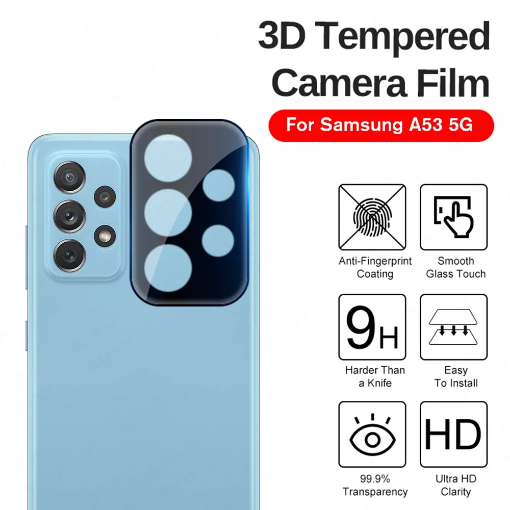 

3D Camera Lens Back Cover For Samsung A53 5G A52 A52s M52 A73 A33 5g Tempered Glass On Galaxy M32 A32 A72 A71 A51 Protector Glas
