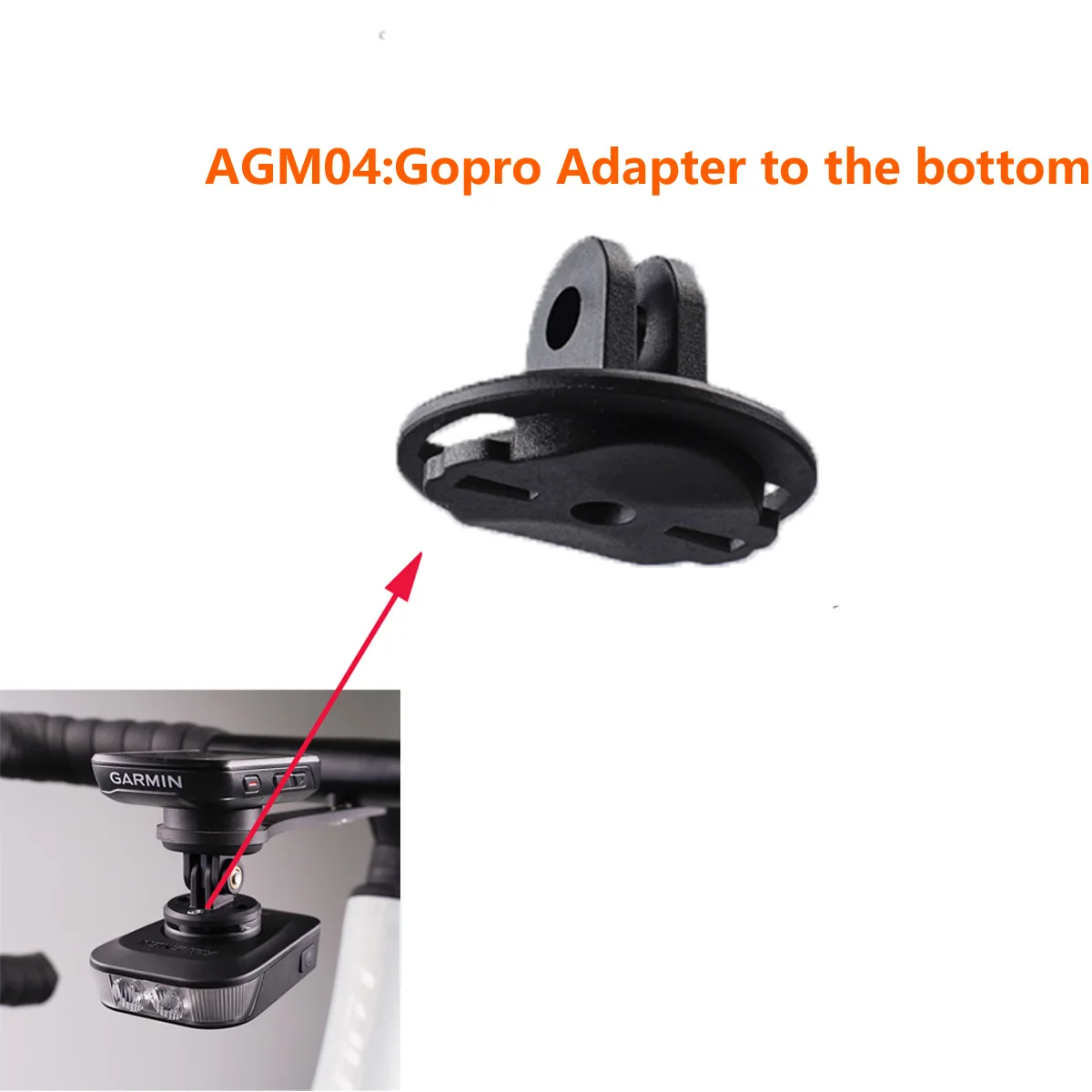 Фото Адаптер RAVEMEN AGM03 Gopro, кронштейн для крепления велосипеда для RAVEMN FR500/FR300/FR160 с подсветкой ниже нейлонового крепления для велосипедного компьютера №1