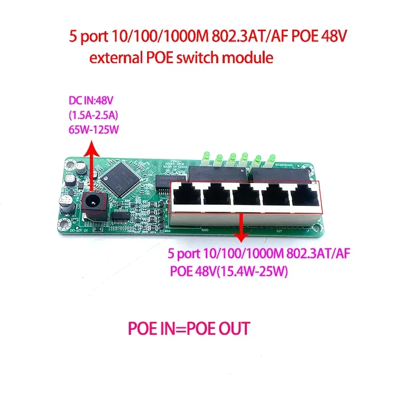 Стандартный протокол 4 порта 802.3AF/AT 48 в POE OUT/48 В poe коммутатор 1000 Мбит/с poort UPLink/nvr